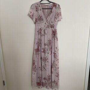Baltic Born Purple Flutter Sleeve Maxi Dress